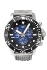 ساعة تيسوت سي ستار كرونوغراف أزرق سوار شبكي - Tissot Seastar Chronograph Blue Dial Mesh Bracelet