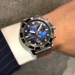 ⁦ساعة تيسوت سي ستار كرونوغراف أزرق سوار شبكي - Tissot Seastar Chronograph Blue Dial Mesh Bracelet⁩ - الصورة ⁦2⁩