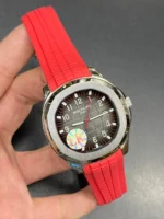 ⁦باتيك فيليب أكوانوت أحمر مطاط - Patek Philippe Aquanaut Black Dial Red Strap⁩ - الصورة ⁦3⁩