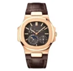 باتيك فيليب نوتيلوس روز جولد جلد بني - Patek Philippe Nautilus Rose Gold Brown Leather