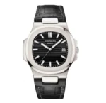 باتيك فيليب نوتيلوس أسود جلد طبيعي - Patek Philippe Nautilus Black Dial Leather