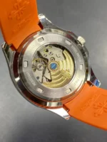 ⁦باتيك فيليب أكوانوت برتقالي - Patek Philippe Aquanaut Black Dial Orange Strap⁩ - الصورة ⁦3⁩