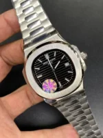 ⁦باتيك فيليب نوتيلوس أسود معدن - Patek Philippe Nautilus Black Dial Steel⁩ - الصورة ⁦2⁩