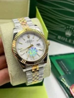 ⁦ساعة رولكس دايت جست فضي وذهبي - Rolex Datejust White Dial⁩ - الصورة ⁦3⁩