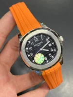 ⁦باتيك فيليب أكوانوت برتقالي - Patek Philippe Aquanaut Black Dial Orange Strap⁩ - الصورة ⁦2⁩
