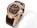 ⁦باتيك فيليب نوتيلوس روز جولد جلد بني - Patek Philippe Nautilus Rose Gold Brown Leather⁩ - الصورة ⁦3⁩