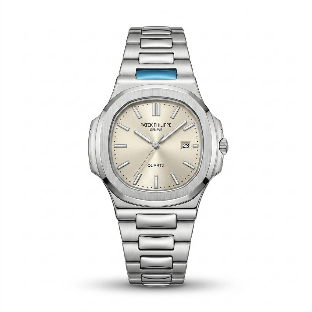 Gemini_Generated_Image_lvgc28lvgc28lvgc ساعة باتيك فيليب نوتيلوس ستيل بمينا سكري (Patek Philippe Nautilus Champagne/Off-White Dial) - الصورة 1