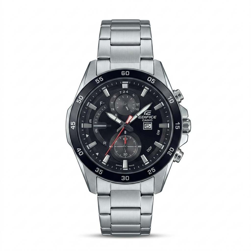 Gemini_Generated_Image_sf74kbsf74kbsf74 ساعة كاسيو إيديفيس ستيل بمينا أسود (Casio Edifice Steel Black Dial) - الصورة 1
